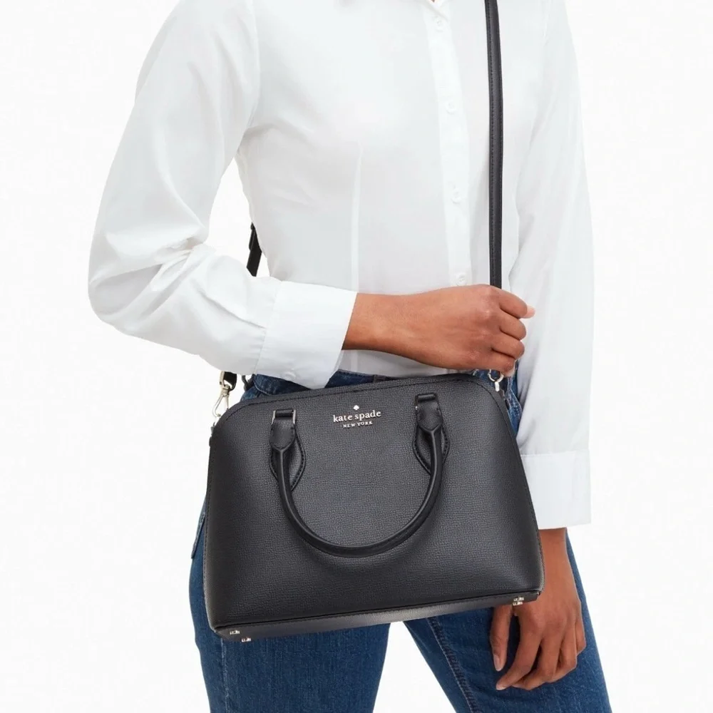 New Kate Spade Crosbody Satchel Leather Black Handbag Darcy